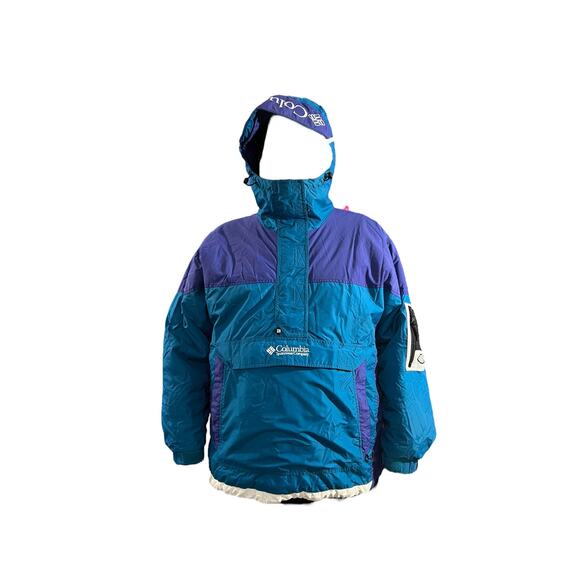 Vtg Columbia Pullover Anorak Jacket Women’s XL Blue/Purple Colorblock Y2K - Picture 5 of 12